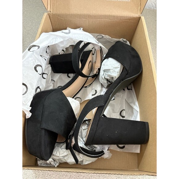 Nairri Journee Collection New In Box Womens Black Strappy Block Heels Size 8 1/2 - Picture 7 of 10